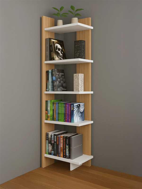Köşe Kitaplık Çift Renk